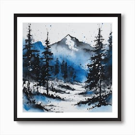 Blue And White Watercolor Painting Art Print