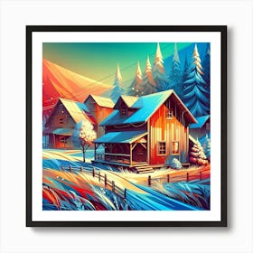 Winter Landscape Painting 1 Art Print