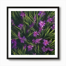 Purple Flowers In The Grass Art Print