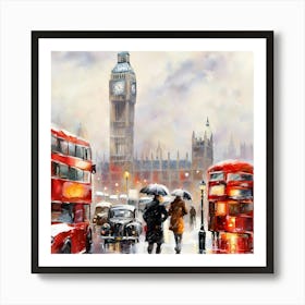 Big Ben and Busy People Art Print