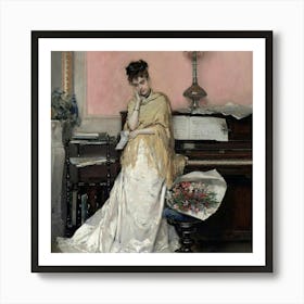 Lady By The Piano Art Print