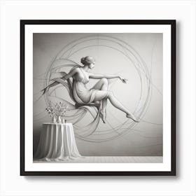 Illustration of a woman in marble art Art Print