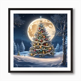 Christmas Tree In The Snow 7 Art Print