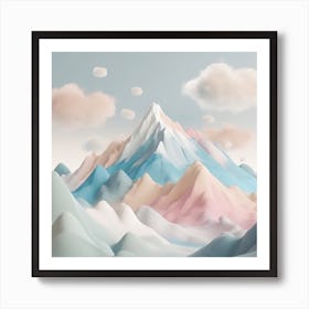 Firefly An Illustration Of A Beautiful Majestic Cinematic Tranquil Mountain Landscape In Neutral Col (60) Art Print