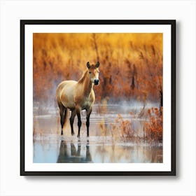 Horse Standing In Water Art Print