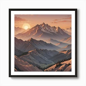 Sunset Mountain Range Art Print