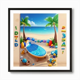 Default On The Beach 3 D Mosaic Painting Wall Art 1 Art Print