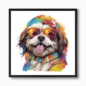 Hippie Dog Art Print