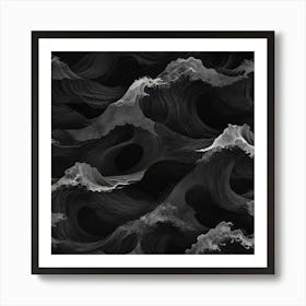 Waves In Black And White Art Print