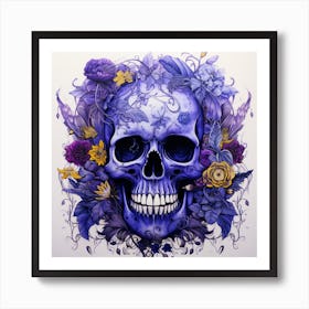 Blue Skull 1 Art Print