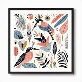 Scandinavian style, Tropical birds Art Print