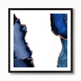 Navy & Rose Gold Agate Texture 29 Art Print