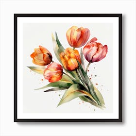 Watercolor Tulips 1 Art Print