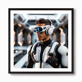 Futuristic Man In Space Suit Art Print