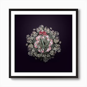 Vintage Gladiolus Cardinalis Flower Wreath on Royal Purple n.0450 Art Print