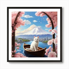 Cat In A Boat 7 Art Print