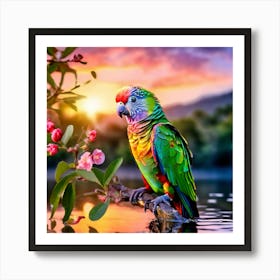 Sunset Tropical Rainbow Lorikeet Art Print