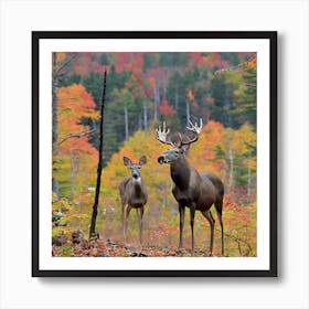 Deer In The Woods Art Print