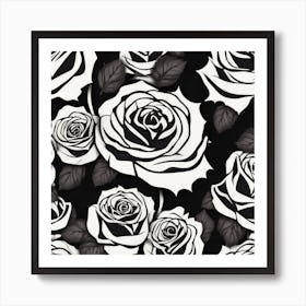 Black And White Roses 11 Art Print