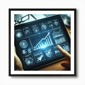 Ipad With Graphs Poster