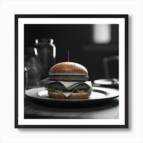 Burger On A Plate 30 Art Print