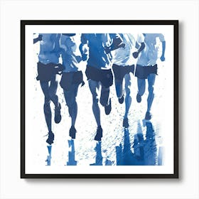 Runners In Blue Art Print