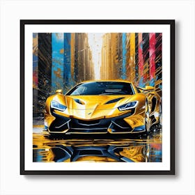 Golden Lamborghini 3 Art Print
