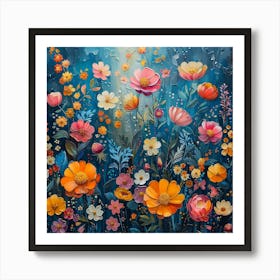 Flowers In The Rain 1 Art Print