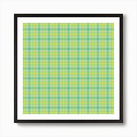 Green Gingham Fabric 2 Art Print