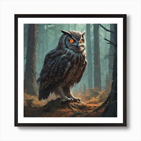 Owl In The Woods 22 Art Print