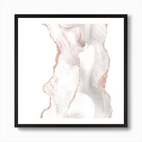 White & Rose Gold Glitter Agate Texture 08 Art Print