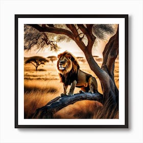 Lion In The Savannah 29 Art Print