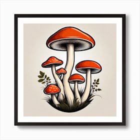 Mushroom Illustration 3 Art Print