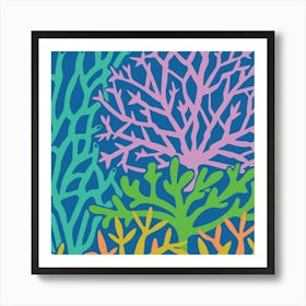CORAL GARDENS Coastal Beach Undersea Reef in Bright Summer Colours Art Print