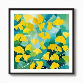 yellow Ginkgo Leaves art Art Print