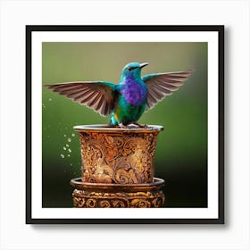 Firefly Iridescent Bird Rising From A Baroque Paint Pot 89606 (2) Affiche