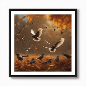 Birds In Autumn Art Print