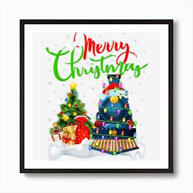 Funny Train Lover Xmas Lighting Santa Train Christmas Art Print