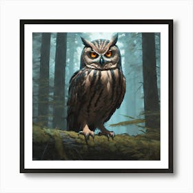 Owl In The Woods 21 Art Print