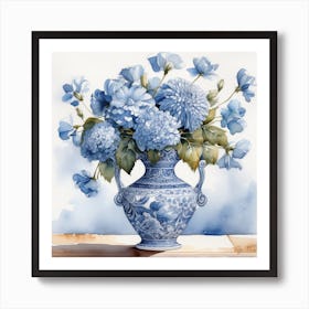 Blue Flower Vase Art Print