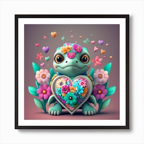 Heart Turtle Art Print