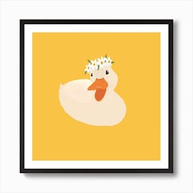 Duck With A Flower Crown Art Print