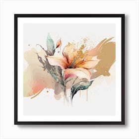 Lily Painting Flower Watercolor Abstract Art Print