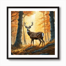 Deer In The Forest 153 Art Print