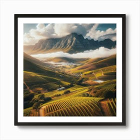 Sunset Over Vineyards In South Africa Art Print