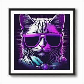 Cool Cat In Sunglasses Digital Art Art Print