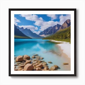 Rocky Shores In The Mountains Art Print