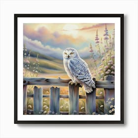 Snowy Owl On A Fence Art Print