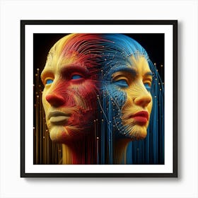 Abstract Portrait Of A Man And Woman Art Print