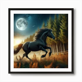 Black horse Art Print